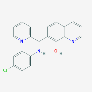 molecular formula C21H16ClN3O B2826524 7-(((4-Chlorophenyl)amino)(pyridin-2-yl)methyl)quinolin-8-ol CAS No. 33495-41-9