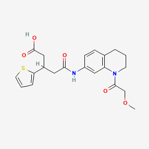 molecular formula C21H24N2O5S B2826528 5-((1-(2-Methoxyacetyl)-1,2,3,4-tetrahydroquinolin-7-yl)amino)-5-oxo-3-(thiophen-2-yl)pentanoic acid CAS No. 1448068-90-3