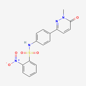molecular formula C17H14N4O5S B2826542 N-(4-(1-methyl-6-oxo-1,6-dihydropyridazin-3-yl)phenyl)-2-nitrobenzenesulfonamide CAS No. 942013-62-9