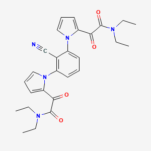 molecular formula C27H29N5O4 B2826547 2-[1-(2-cyano-3-{2-[2-(diethylamino)-2-oxoacetyl]-1H-pyrrol-1-yl}phenyl)-1H-pyrrol-2-yl]-N,N-diethyl-2-oxoacetamide CAS No. 866043-03-0