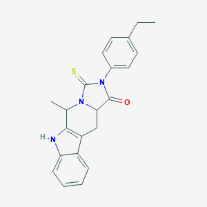 molecular formula C22H21N3OS B282656 2-(4-ethylphenyl)-5-methyl-3-thioxo-2,3,5,6,11,11a-hexahydro-1H-imidazo[5',1':6,1]pyrido[3,4-b]indol-1-one 