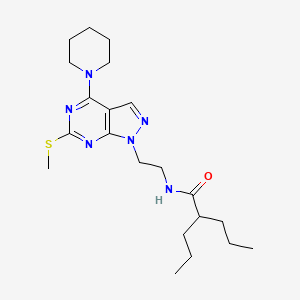molecular formula C21H34N6OS B2826560 N-(2-(6-(methylthio)-4-(piperidin-1-yl)-1H-pyrazolo[3,4-d]pyrimidin-1-yl)ethyl)-2-propylpentanamide CAS No. 941985-65-5