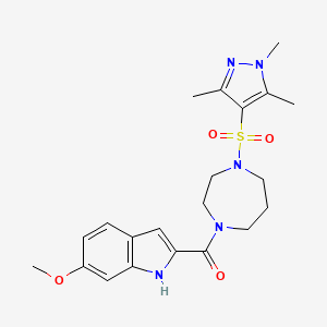 (6-methoxy-1H-indol-2-yl)(4-((1,3,5-trimethyl-1H-pyrazol-4-yl)sulfonyl)-1,4-diazepan-1-yl)methanone