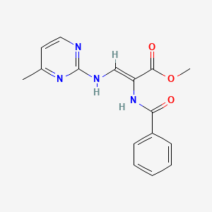molecular formula C16H16N4O3 B2826584 甲基 2-(苯甲酰氨基)-3-[(4-甲基-2-嘧啶基)氨基]丙烯酸酯 CAS No. 117904-24-2