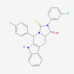 molecular formula C26H20ClN3OS B282659 2-(3-chlorophenyl)-5-(4-methylphenyl)-3-thioxo-2,3,5,6,11,11a-hexahydro-1H-imidazo[1',5':1,6]pyrido[3,4-b]indol-1-one 