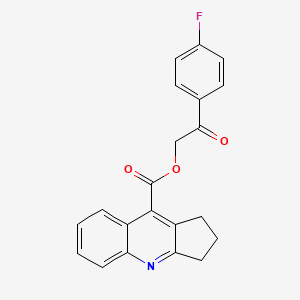 molecular formula C21H16FNO3 B2826596 2-(4-氟苯基)-2-氧代乙基 1H,2H,3H-环戊[b]喹啉-9-甲酸酯 CAS No. 485347-47-5