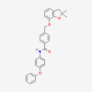 molecular formula C30H27NO4 B2826600 4-(((2,2-二甲基-2,3-二氢苯并呋喃-7-基)氧基)甲基)-N-(4-苯氧基苯基)苯甲酰胺 CAS No. 941985-67-7