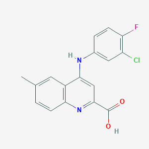 molecular formula C17H12ClFN2O2 B2826603 4-[(3-Chloro-4-fluorophenyl)amino]-6-methylquinoline-2-carboxylic acid CAS No. 1031977-24-8