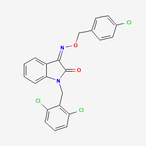 molecular formula C22H15Cl3N2O2 B2826608 (3Z)-3-{[(4-chlorophenyl)methoxy]imino}-1-[(2,6-dichlorophenyl)methyl]-2,3-dihydro-1H-indol-2-one CAS No. 303997-01-5
