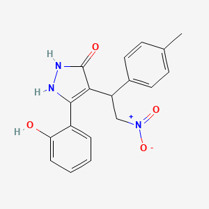 molecular formula C18H17N3O4 B2826615 3-(2-hydroxyphenyl)-4-[1-(4-methylphenyl)-2-nitroethyl]-1H-pyrazol-5-ol CAS No. 724740-57-2