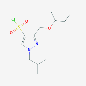 molecular formula C12H21ClN2O3S B2826617 3-(sec-butoxymethyl)-1-isobutyl-1H-pyrazole-4-sulfonyl chloride CAS No. 1856052-10-2
