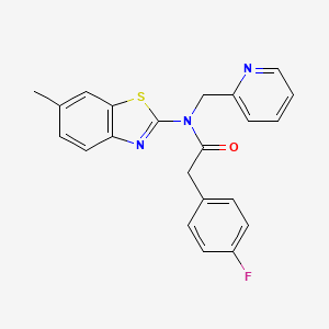 molecular formula C22H18FN3OS B2826619 2-(4-fluorophenyl)-N-(6-methylbenzo[d]thiazol-2-yl)-N-(pyridin-2-ylmethyl)acetamide CAS No. 941896-32-8