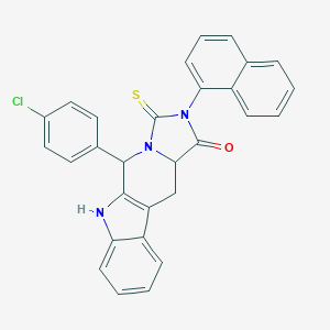 molecular formula C29H20ClN3OS B282665 5-(4-chlorophenyl)-2-(1-naphthyl)-3-thioxo-2,3,5,6,11,11a-hexahydro-1H-imidazo[5',1':6,1]pyrido[3,4-b]indol-1-one 