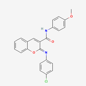 molecular formula C23H17ClN2O3 B2826670 (2Z)-2-[(4-chlorophenyl)imino]-N-(4-methoxyphenyl)-2H-chromene-3-carboxamide CAS No. 1327178-65-3