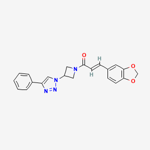 molecular formula C21H18N4O3 B2826682 (E)-3-(benzo[d][1,3]dioxol-5-yl)-1-(3-(4-phenyl-1H-1,2,3-triazol-1-yl)azetidin-1-yl)prop-2-en-1-one CAS No. 2034997-66-3