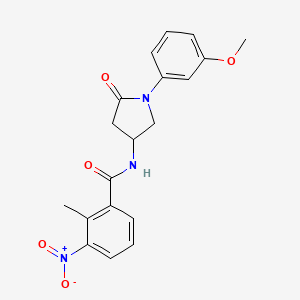 molecular formula C19H19N3O5 B2826683 N-(1-(3-methoxyphenyl)-5-oxopyrrolidin-3-yl)-2-methyl-3-nitrobenzamide CAS No. 898408-16-7