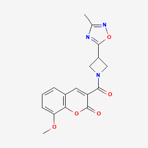 molecular formula C17H15N3O5 B2826688 8-methoxy-3-(3-(3-methyl-1,2,4-oxadiazol-5-yl)azetidine-1-carbonyl)-2H-chromen-2-one CAS No. 1286705-88-1