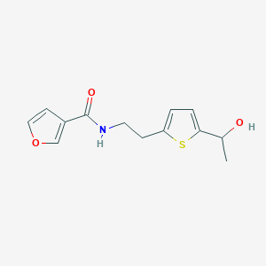 molecular formula C13H15NO3S B2826694 N-(2-(5-(1-hydroxyethyl)thiophen-2-yl)ethyl)furan-3-carboxamide CAS No. 2034570-76-6