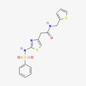 2-(2-(phenylsulfonamido)thiazol-4-yl)-N-(thiophen-2-ylmethyl)acetamide