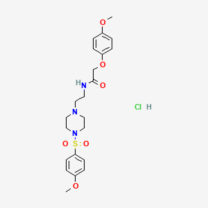 2-(4-methoxyphenoxy)-N-(2-(4-((4-methoxyphenyl)sulfonyl)piperazin-1-yl)ethyl)acetamide hydrochloride