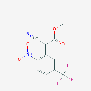 molecular formula C12H9F3N2O4 B2826699 Ethyl 2-cyano-2-[2-nitro-5-(trifluoromethyl)phenyl]acetate CAS No. 339278-07-8