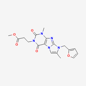 molecular formula C18H19N5O5 B2826700 Methyl 3-[6-(furan-2-ylmethyl)-4,7-dimethyl-1,3-dioxopurino[7,8-a]imidazol-2-yl]propanoate CAS No. 896850-42-3