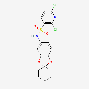 molecular formula C17H16Cl2N2O4S B2826704 2,6-二氯-N-{螺[1,3-苯并二氧杂环己-2,1'-环己烷]-6-基}吡啶-3-磺酰胺 CAS No. 1281140-98-4