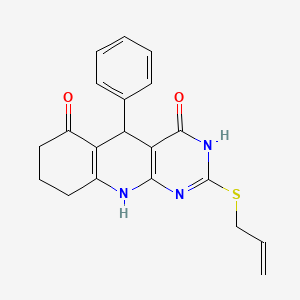 molecular formula C20H19N3O2S B2826709 2-(allylthio)-5-phenyl-7,8,9,10-tetrahydropyrimido[4,5-b]quinoline-4,6(3H,5H)-dione CAS No. 627045-70-9