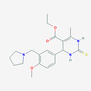 molecular formula C20H27N3O3S B282673 Ethyl 4-[4-methoxy-3-(1-pyrrolidinylmethyl)phenyl]-6-methyl-2-thioxo-1,2,3,4-tetrahydro-5-pyrimidinecarboxylate 