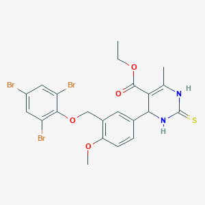 molecular formula C22H21Br3N2O4S B282674 Ethyl 4-{4-methoxy-3-[(2,4,6-tribromophenoxy)methyl]phenyl}-6-methyl-2-thioxo-1,2,3,4-tetrahydro-5-pyrimidinecarboxylate 