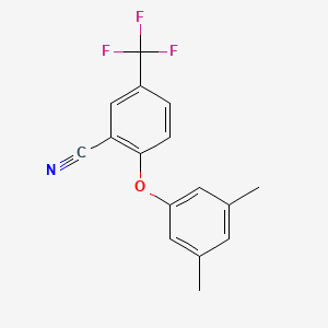 molecular formula C16H12F3NO B2826747 2-(3,5-Dimethylphenoxy)-5-(trifluoromethyl)benzenecarbonitrile CAS No. 477867-14-4