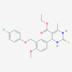 molecular formula C22H23ClN2O4S B282675 Ethyl 4-{3-[(4-chlorophenoxy)methyl]-4-methoxyphenyl}-6-methyl-2-thioxo-1,2,3,4-tetrahydro-5-pyrimidinecarboxylate 