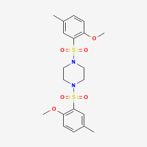 molecular formula C20H26N2O6S2 B2826757 1,4-Bis[(2-methoxy-5-methylphenyl)sulfonyl]piperazine CAS No. 332388-76-8
