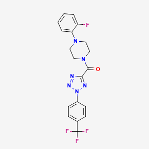 molecular formula C19H16F4N6O B2826759 (4-(2-fluorophenyl)piperazin-1-yl)(2-(4-(trifluoromethyl)phenyl)-2H-tetrazol-5-yl)methanone CAS No. 1396791-31-3