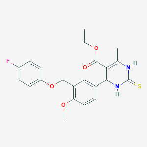 molecular formula C22H23FN2O4S B282676 Ethyl 4-{3-[(4-fluorophenoxy)methyl]-4-methoxyphenyl}-6-methyl-2-thioxo-1,2,3,4-tetrahydro-5-pyrimidinecarboxylate 