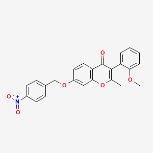 molecular formula C24H19NO6 B2826765 3-(2-甲氧基苯基)-2-甲基-7-[(4-硝基苯基)甲氧基]香豆素-4-酮 CAS No. 610751-09-2