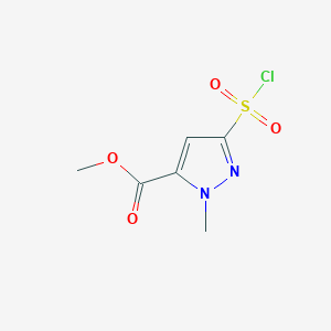 molecular formula C6H7ClN2O4S B2826766 methyl 3-(chlorosulfonyl)-1-methyl-1H-pyrazole-5-carboxylate CAS No. 1122567-32-1