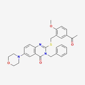 2-((5-acetyl-2-methoxybenzyl)thio)-3-benzyl-6-morpholinoquinazolin-4(3H)-one