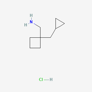 molecular formula C9H18ClN B2826771 [1-(Cyclopropylmethyl)cyclobutyl]methanamine;hydrochloride CAS No. 2411290-03-2