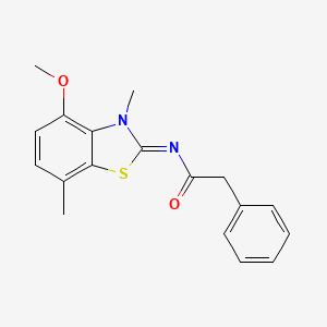 N-(4-methoxy-3,7-dimethyl-1,3-benzothiazol-2-ylidene)-2-phenylacetamide