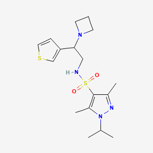 molecular formula C17H26N4O2S2 B2826773 N-(2-(azetidin-1-yl)-2-(thiophen-3-yl)ethyl)-1-isopropyl-3,5-dimethyl-1H-pyrazole-4-sulfonamide CAS No. 2034514-68-4