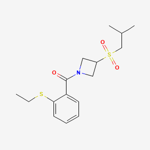 molecular formula C16H23NO3S2 B2826785 (2-(乙硫基)苯基)(3-(异丁基磺酰)氮杂环丁烷-1-基)甲酮 CAS No. 1797632-35-9