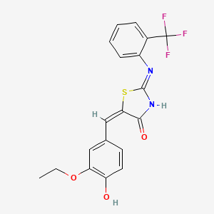 (2E,5E)-5-(3-ethoxy-4-hydroxybenzylidene)-2-((2-(trifluoromethyl)phenyl)imino)thiazolidin-4-one