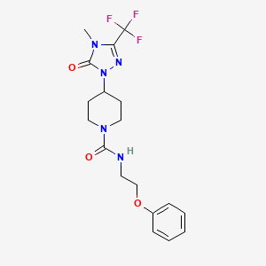 molecular formula C18H22F3N5O3 B2826789 4-(4-methyl-5-oxo-3-(trifluoromethyl)-4,5-dihydro-1H-1,2,4-triazol-1-yl)-N-(2-phenoxyethyl)piperidine-1-carboxamide CAS No. 2034603-43-3
