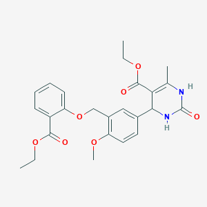 molecular formula C25H28N2O7 B282679 Ethyl 4-(3-{[2-(ethoxycarbonyl)phenoxy]methyl}-4-methoxyphenyl)-6-methyl-2-oxo-1,2,3,4-tetrahydro-5-pyrimidinecarboxylate 