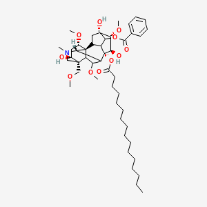 molecular formula C47H73NO11 B2826793 [(1R,4S,5S,6R,7R,8S,10S,13S,14S,16S,18S)-8-Hexadecanoyloxy-5,7,14-trihydroxy-6,16,18-trimethoxy-13-(methoxymethyl)-11-methyl-11-azahexacyclo[7.7.2.12,5.01,10.03,8.013,17]nonadecan-4-yl] benzoate CAS No. 158584-86-2