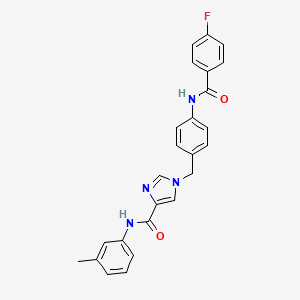 molecular formula C25H21FN4O2 B2826807 1-(4-(4-fluorobenzamido)benzyl)-N-(m-tolyl)-1H-imidazole-4-carboxamide CAS No. 1251662-24-4