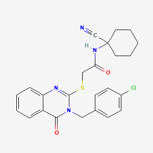 molecular formula C24H23ClN4O2S B2826808 2-[3-[(4-chlorophenyl)methyl]-4-oxoquinazolin-2-yl]sulfanyl-N-(1-cyanocyclohexyl)acetamide CAS No. 877825-24-6