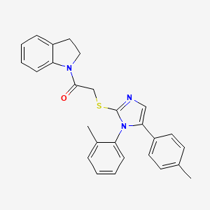molecular formula C27H25N3OS B2826809 1-(indolin-1-yl)-2-((1-(o-tolyl)-5-(p-tolyl)-1H-imidazol-2-yl)thio)ethanone CAS No. 1207006-97-0