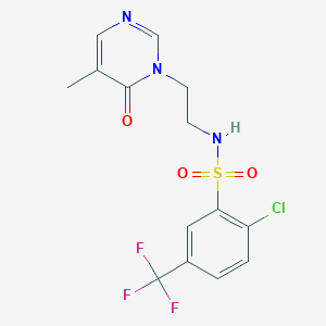 molecular formula C14H13ClF3N3O3S B2826814 2-chloro-N-(2-(5-methyl-6-oxopyrimidin-1(6H)-yl)ethyl)-5-(trifluoromethyl)benzenesulfonamide CAS No. 1797958-33-8